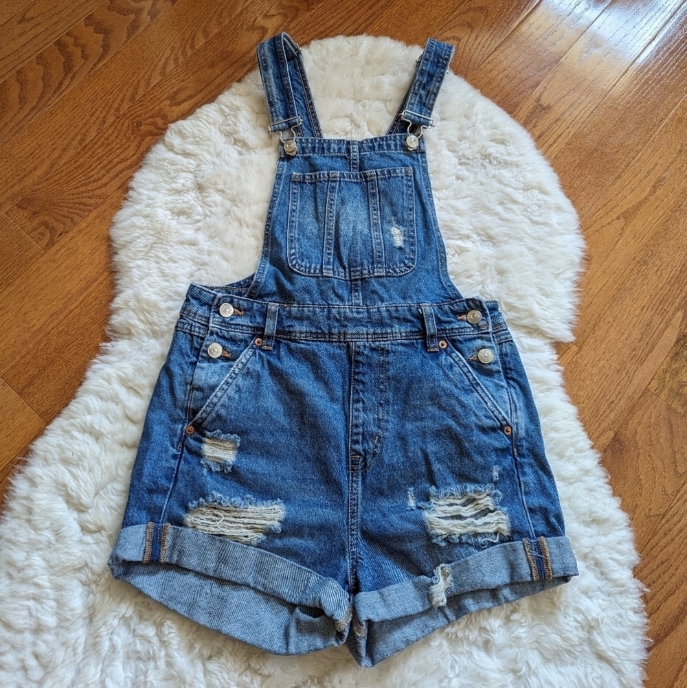 H&M denim Jean shortalls 2 xs